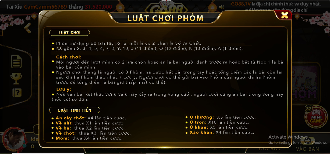 Cách tính điểm chi tiết nhất khi hạ phỏm là gì?